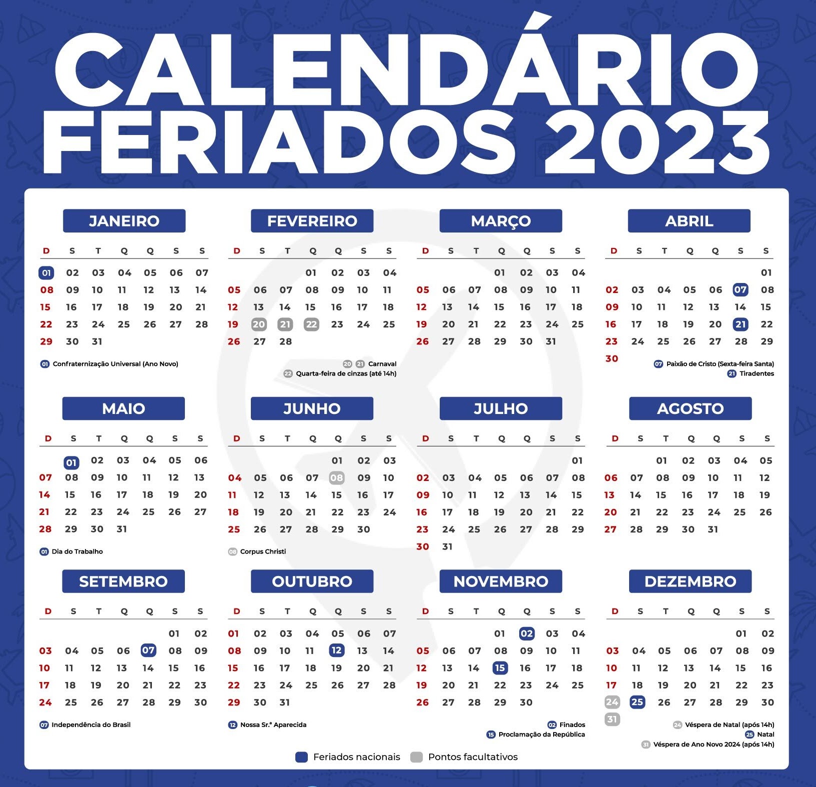 Calendário 2023 Com Todos Os Feriados